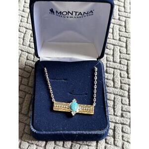 Montana Silversmiths Gold Bar Silver With Turquoise Stone Necklace Western NIB